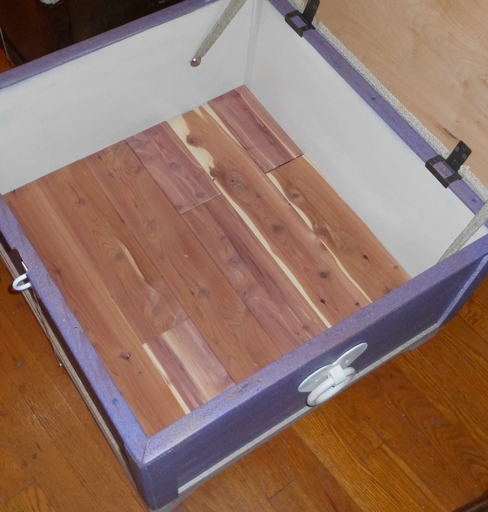 Purple Cream Ottoman/ Storage Box ( Primitive)