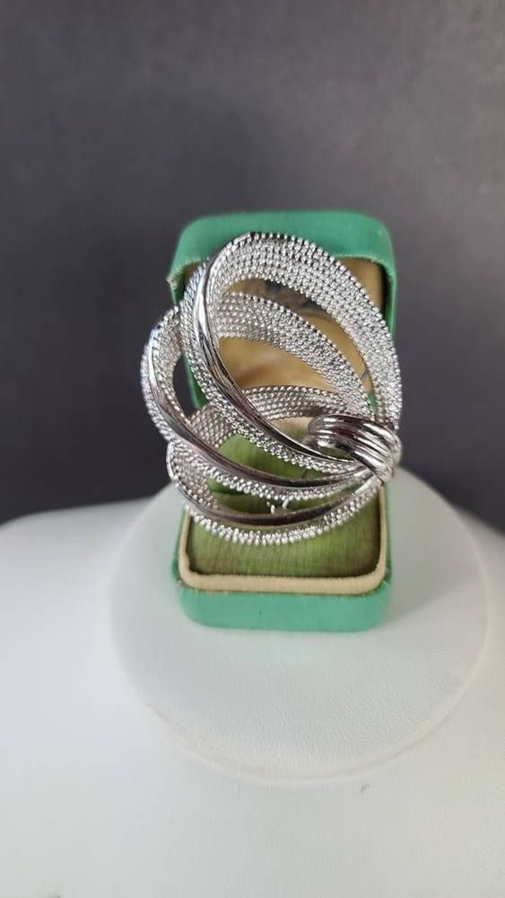 Monet Silver Triple Loop Bow Brooch