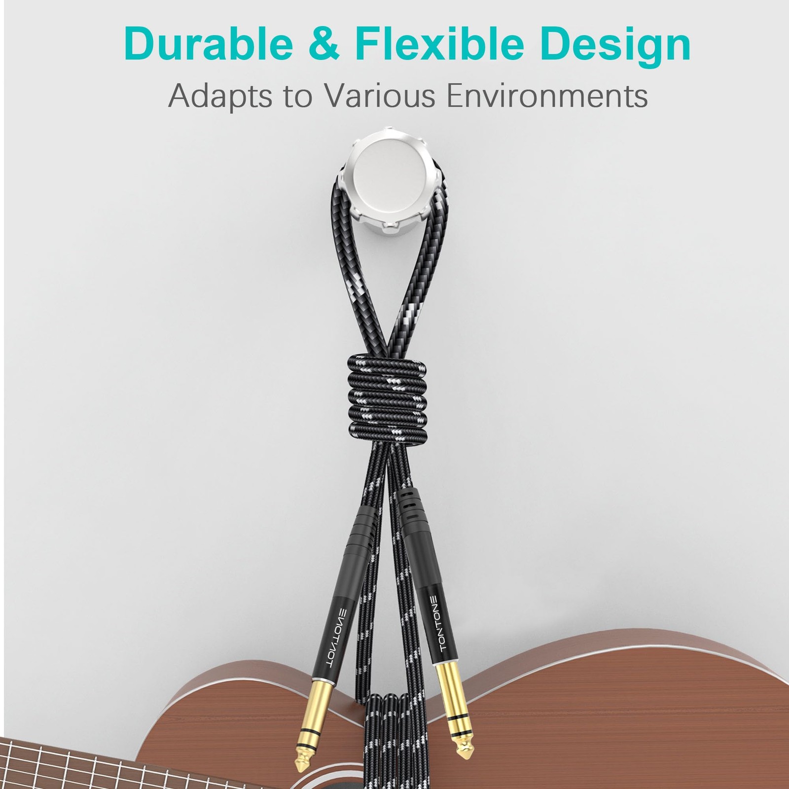 1/4 Inch TRS Cable 2-Pack 10FT, Quarter Inch 6.35mm Balanced Stereo Audio Cab...