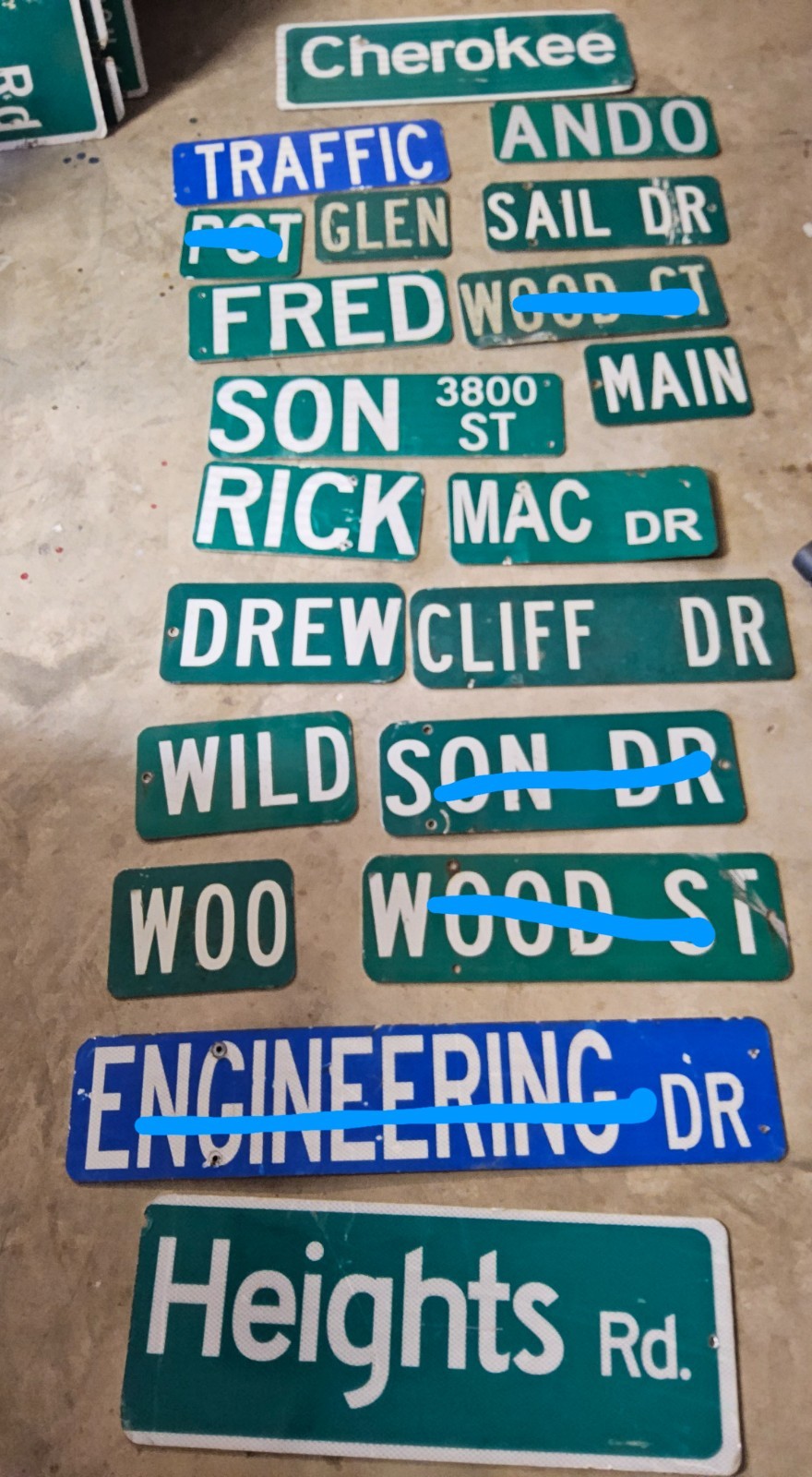Street name signs. Miscellaneous Sizes. Pick one