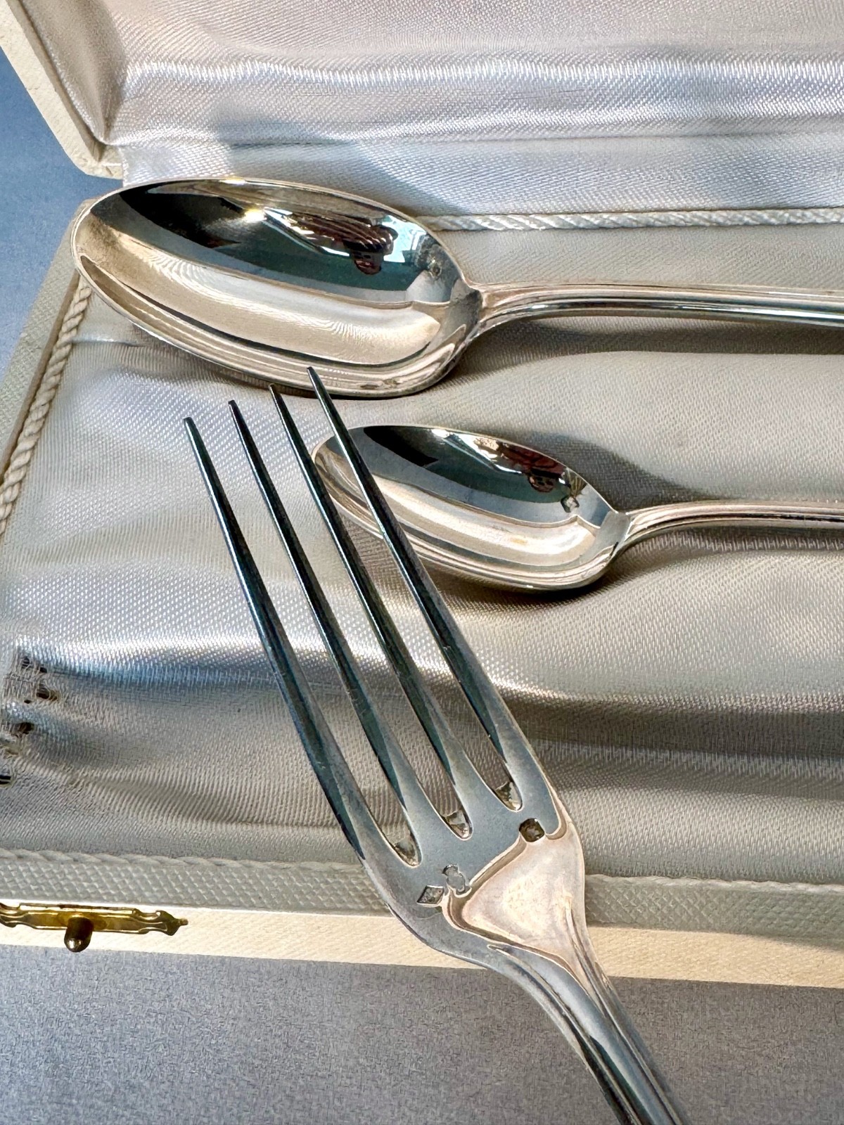 Vintage Christofle Godrons Pattern Silverplate Set in Original Presentation Box