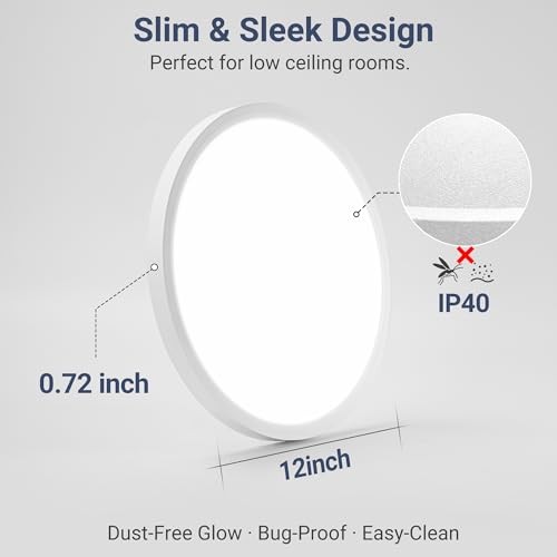 2640LM LED Flush Mount Ceiling Light, 24W Dimmable & 5 CCT 6 Pack White