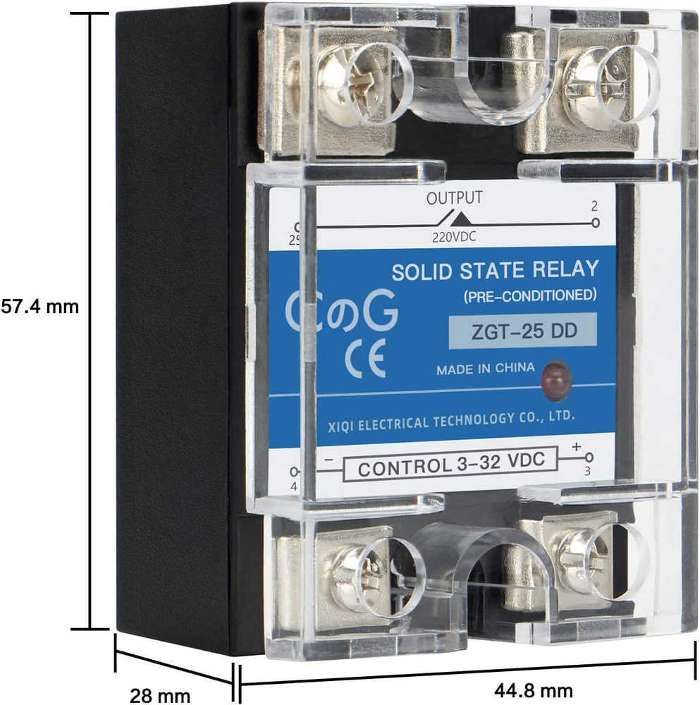 Solid State Relay SSR-25DD, DC to DC Input/Output, 3-32VDC, 25A, Plastic Cover