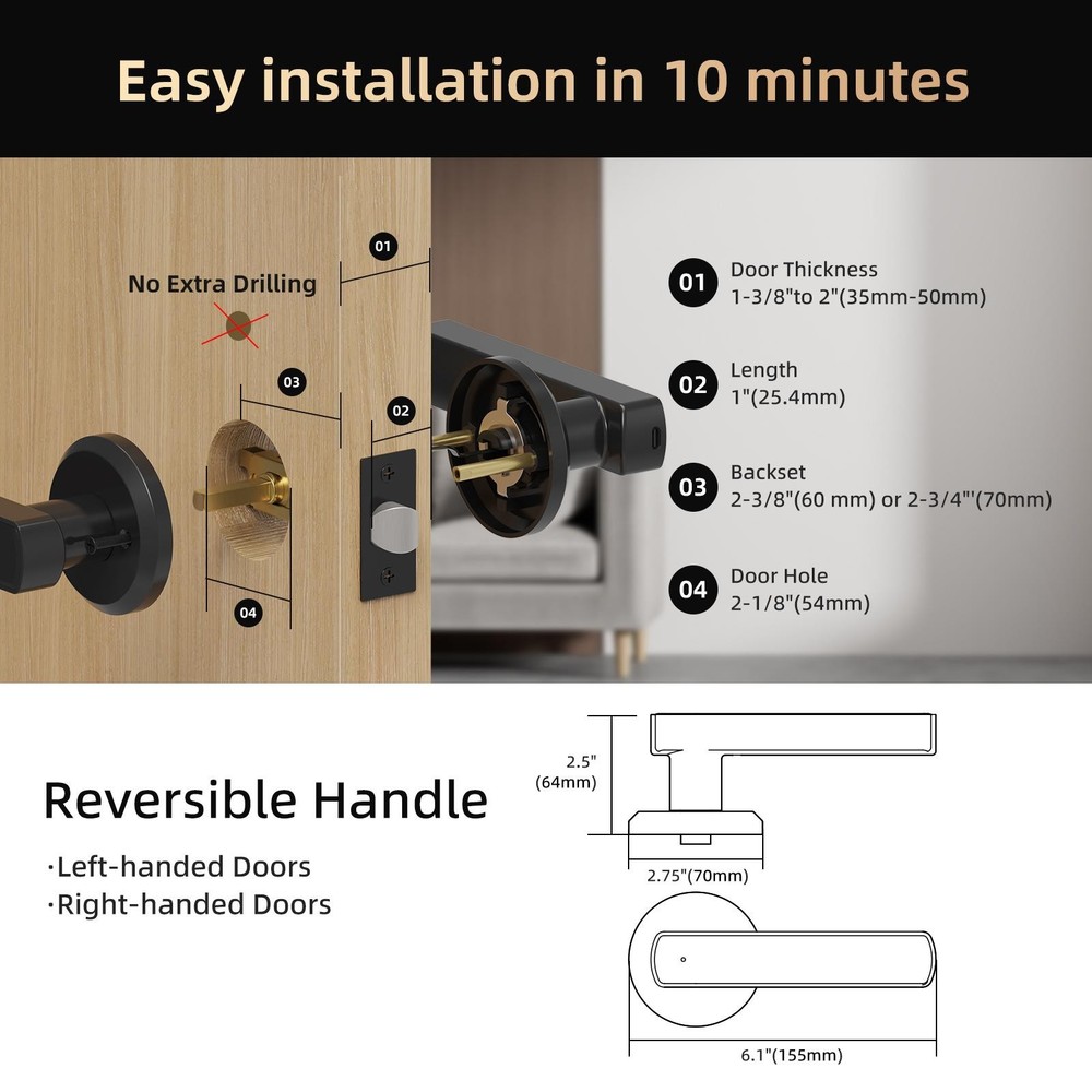 Viladepot Smart Lock Fingerprint Door Lock App Control Passcode Keypad