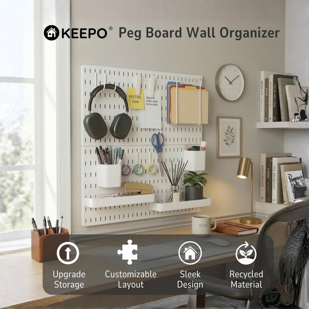 Peg Board Wall Organizer – Plastic Pegboard Panels, Modular Peg Board Storage...