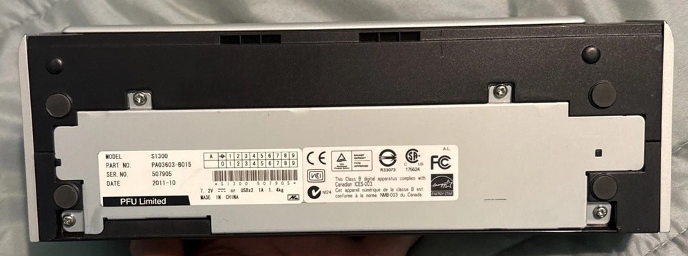 Fujitsu S1300 ScanSnap Document Scanner Tested & Working EUC