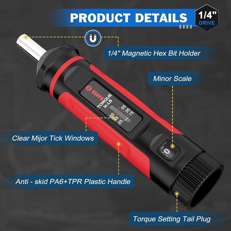 41PCS Torque Screwdriver Set Precision 1/4" Drive Durable S2 Bits Storage Case