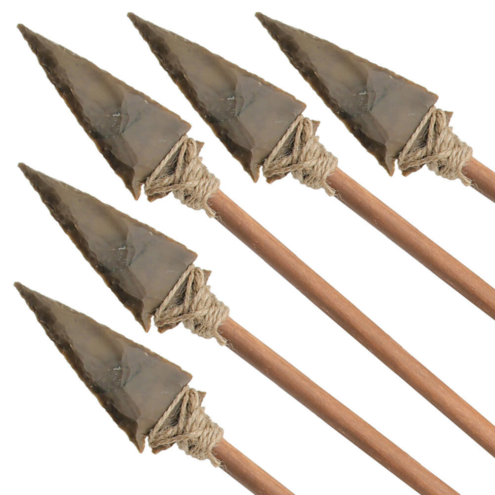 Set of 5 Flint Agate 3 Inch Arrowheads | Pre-Historic Era Medieval Mosaic Themed