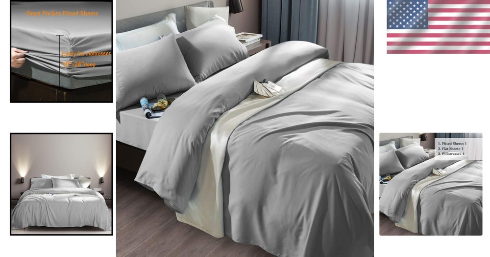 Deep Pocket King Bed Sheet Set - 1800 Thread Count Microfiber, Soft & Stylish