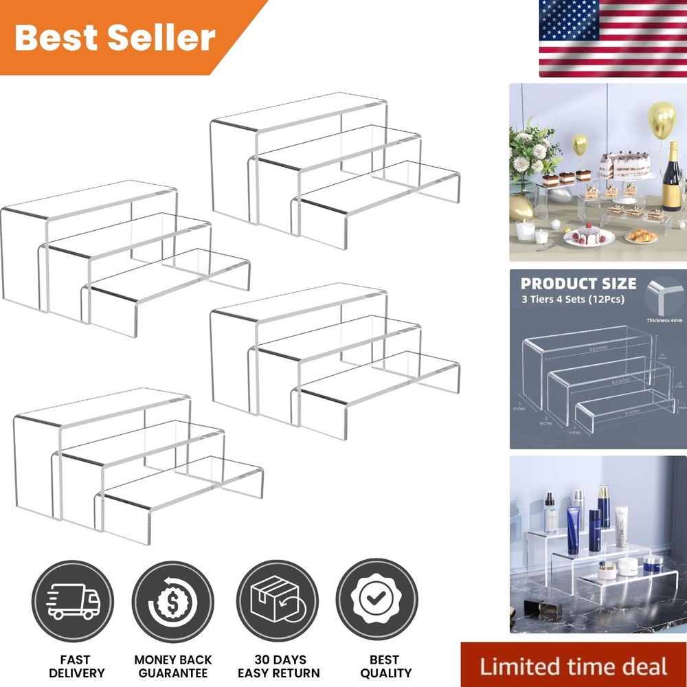 Stackable Acrylic Display Risers - 12 Pcs for Showcasing Desserts & Figures