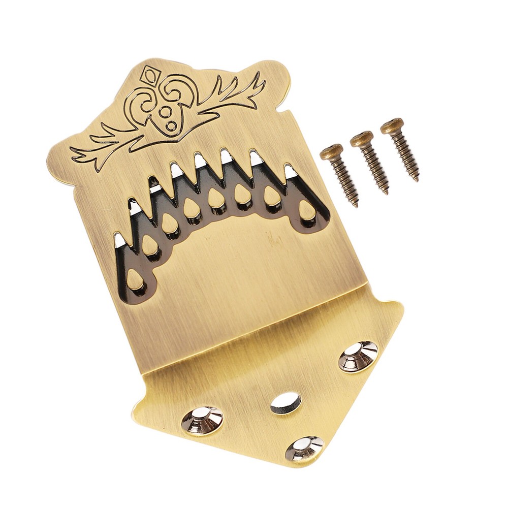 Lightweight 8 String Mandolin Tailpiece Feather Pattern Metal Bronze Mandolin