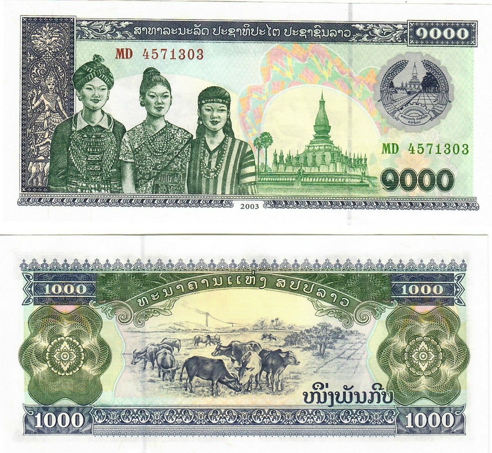 Laos 10x 1000 Kip 2003 UNC