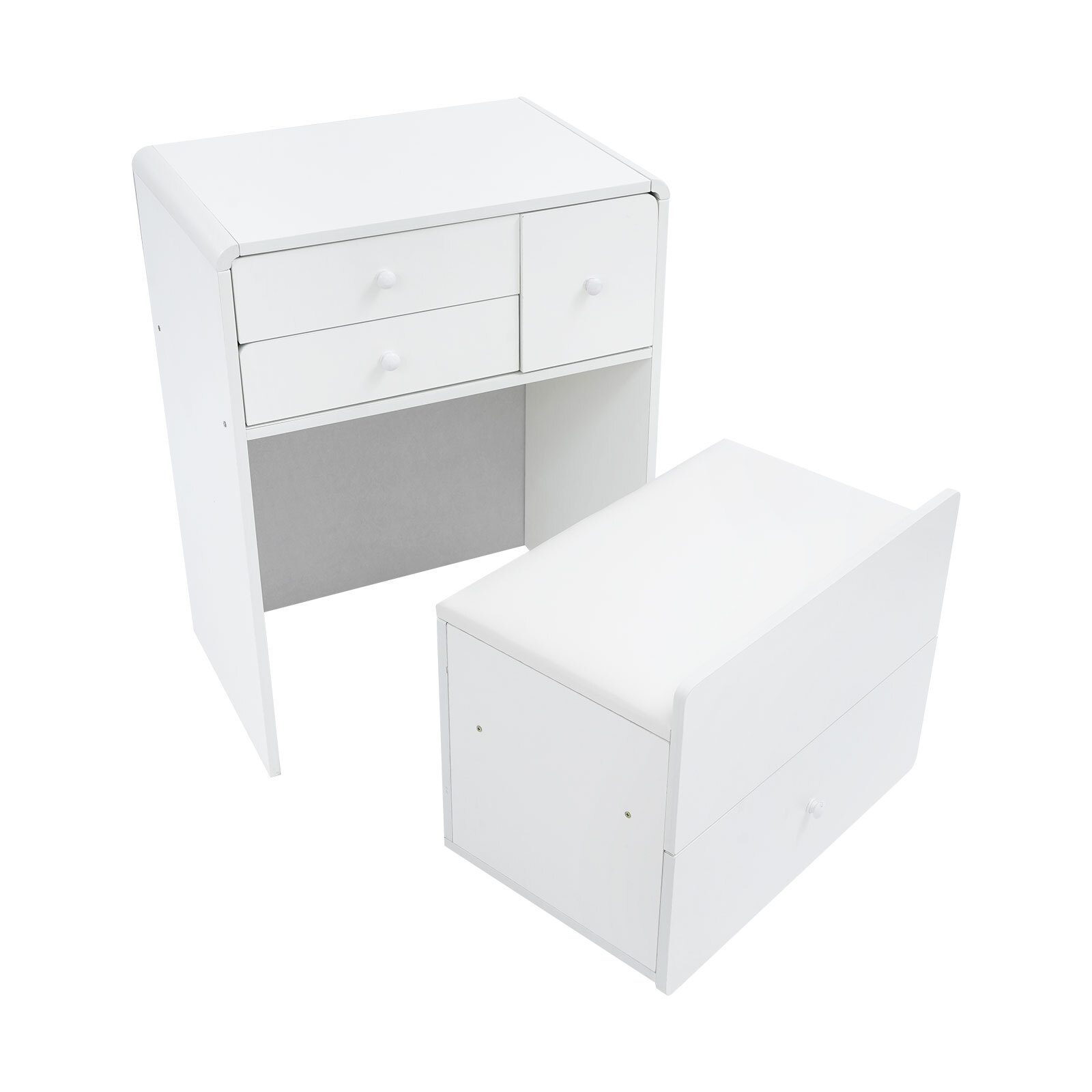 Makeup Vanity Desk with Wheels 60*40*78cm Corner Makeup Table for Compact Space