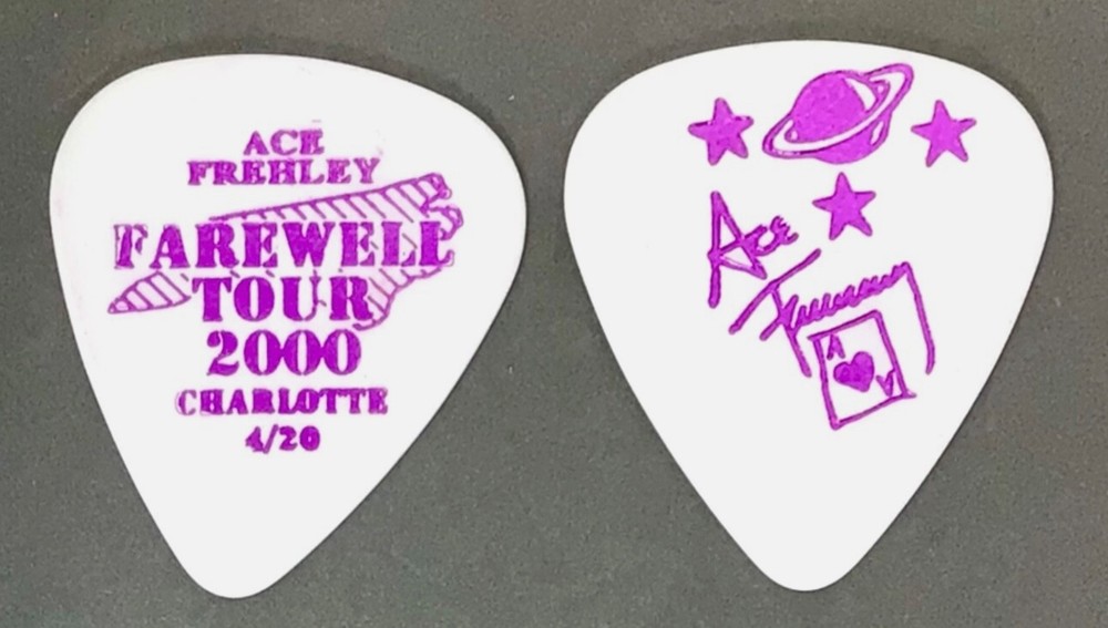 ⚡️KISS Ace Frehley Farewell Tour purple on white guitar pick- Charlotte, NC 4/20