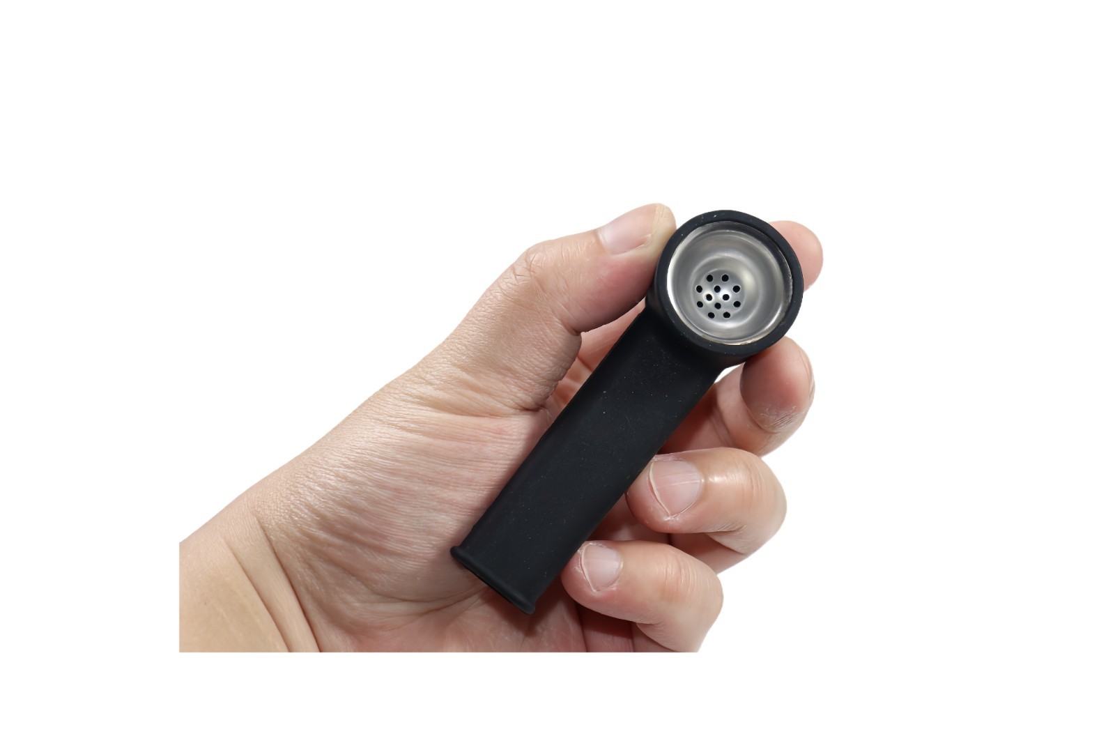 2pack black silicone smoking pipes 4 inches with lids and stainless steel filte