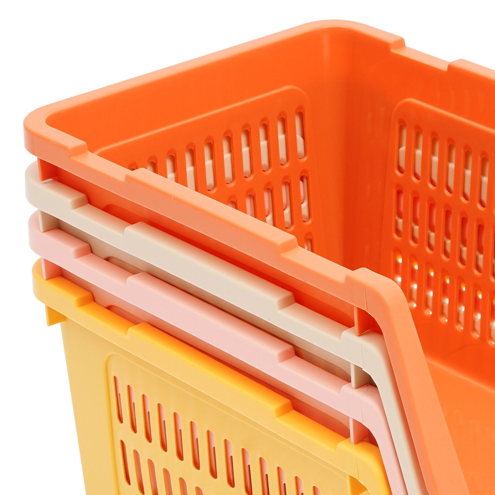 4 PCS Stacking Storage Baskets, Stackable Organizer Baskets, Storage Bins