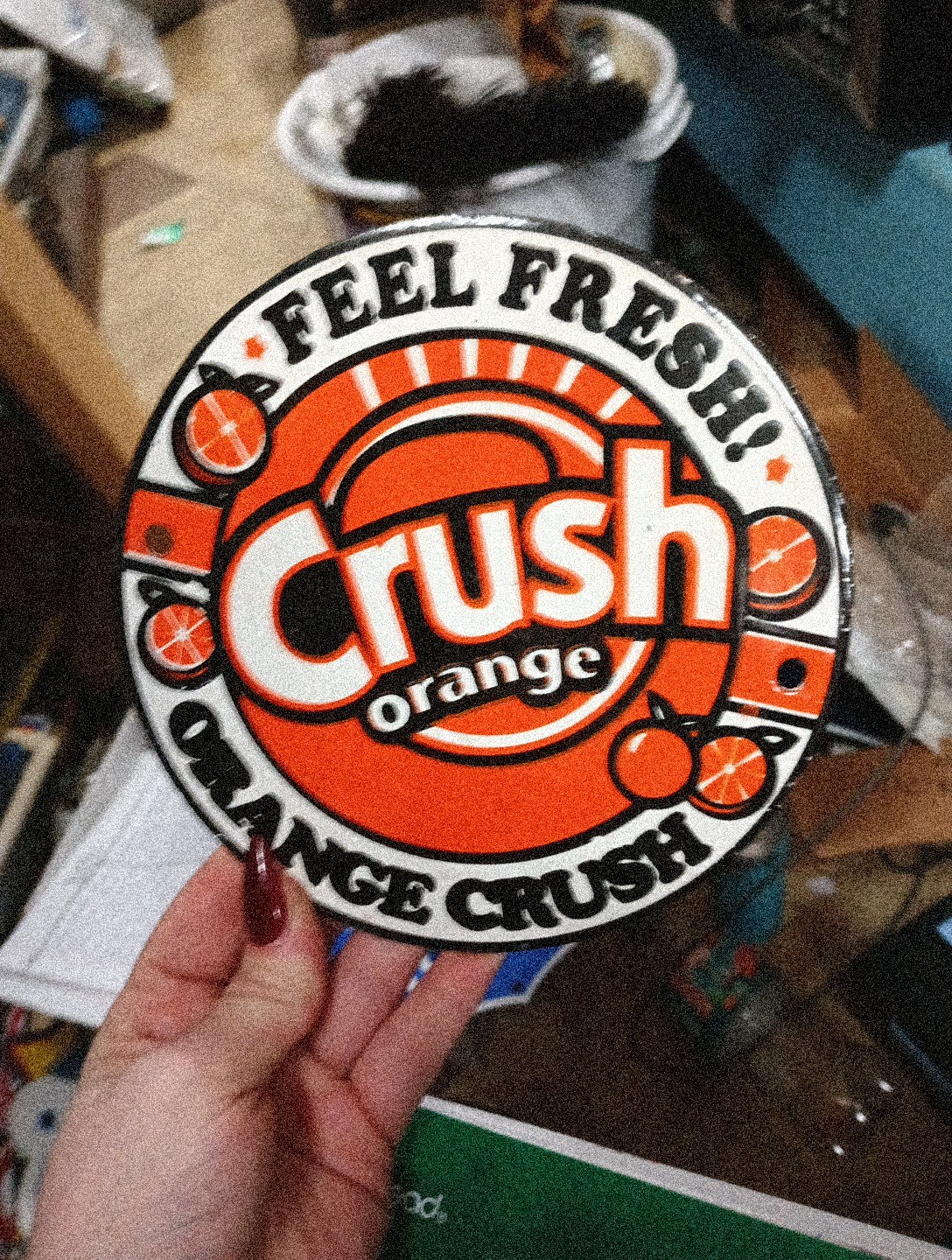Round Porcelain Feel Fresh! Orange Crush Sign