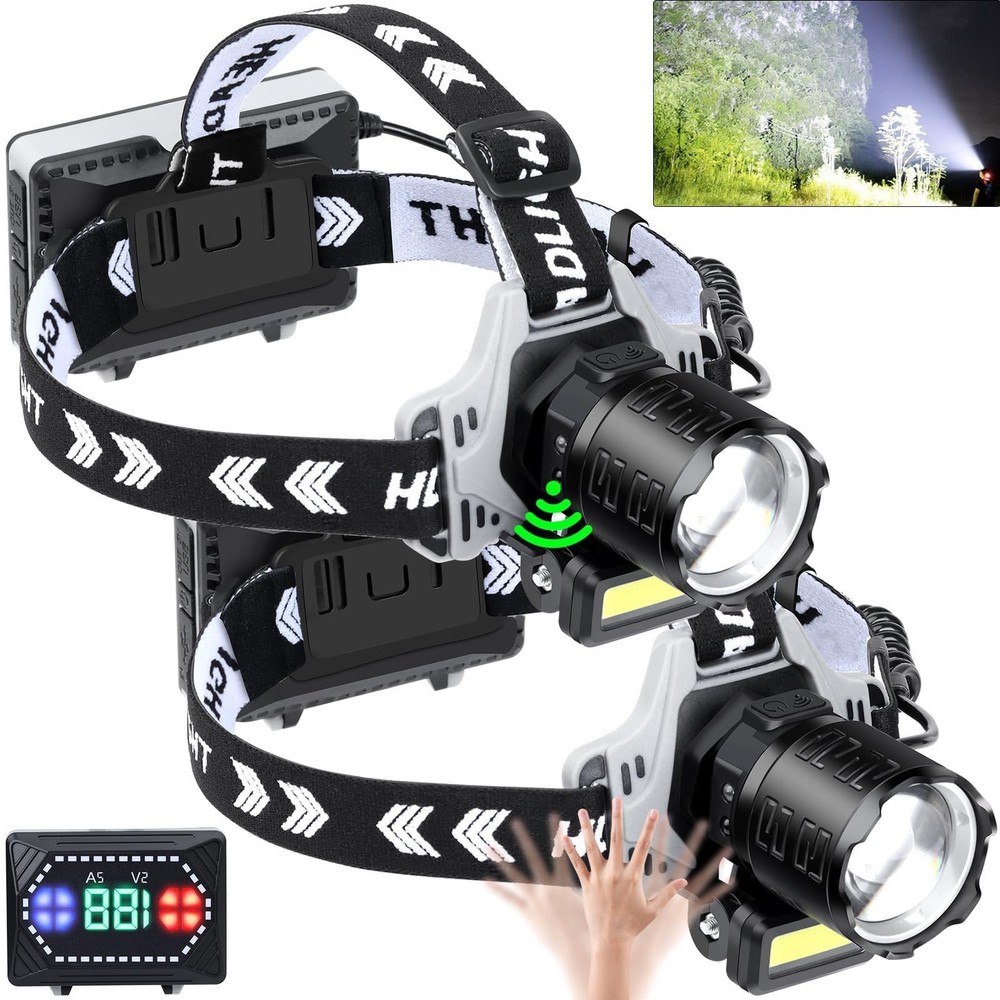 LED Headlamp Rechargeable 1000 Lumens Super Bright with 10 Modes & ... Fast Ship