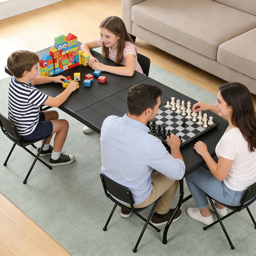 6ft Portable Folding Table Easy Setup Foldable Table for Patio Camping Garage