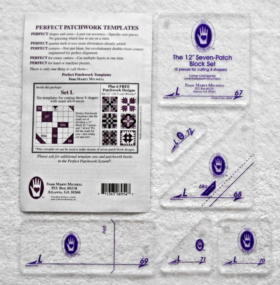 MARTI MICHELL PERFECT PATCHWORK TEMPLATES - SET L - 12" SEVEN -PATCH BLOCK!