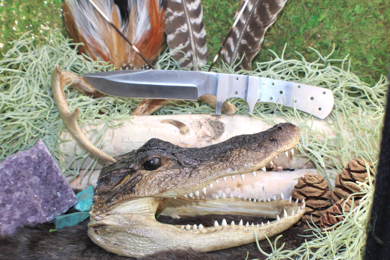 DIY Clip Point Hunting Knife Making Kit: 440C Blade, Bone/Horn Handle