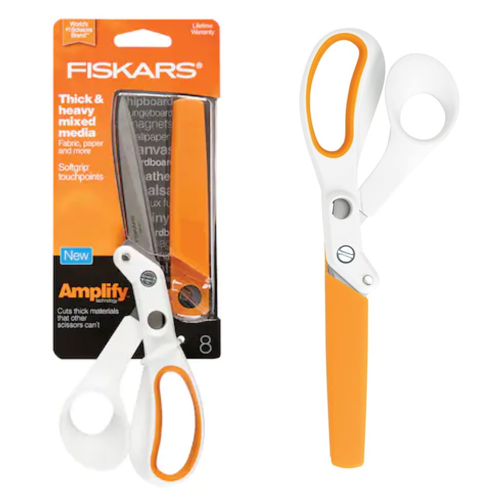 Fiskars Genuine Amplify Mixed Media Shears - Scissors, 8" for Thick Materials