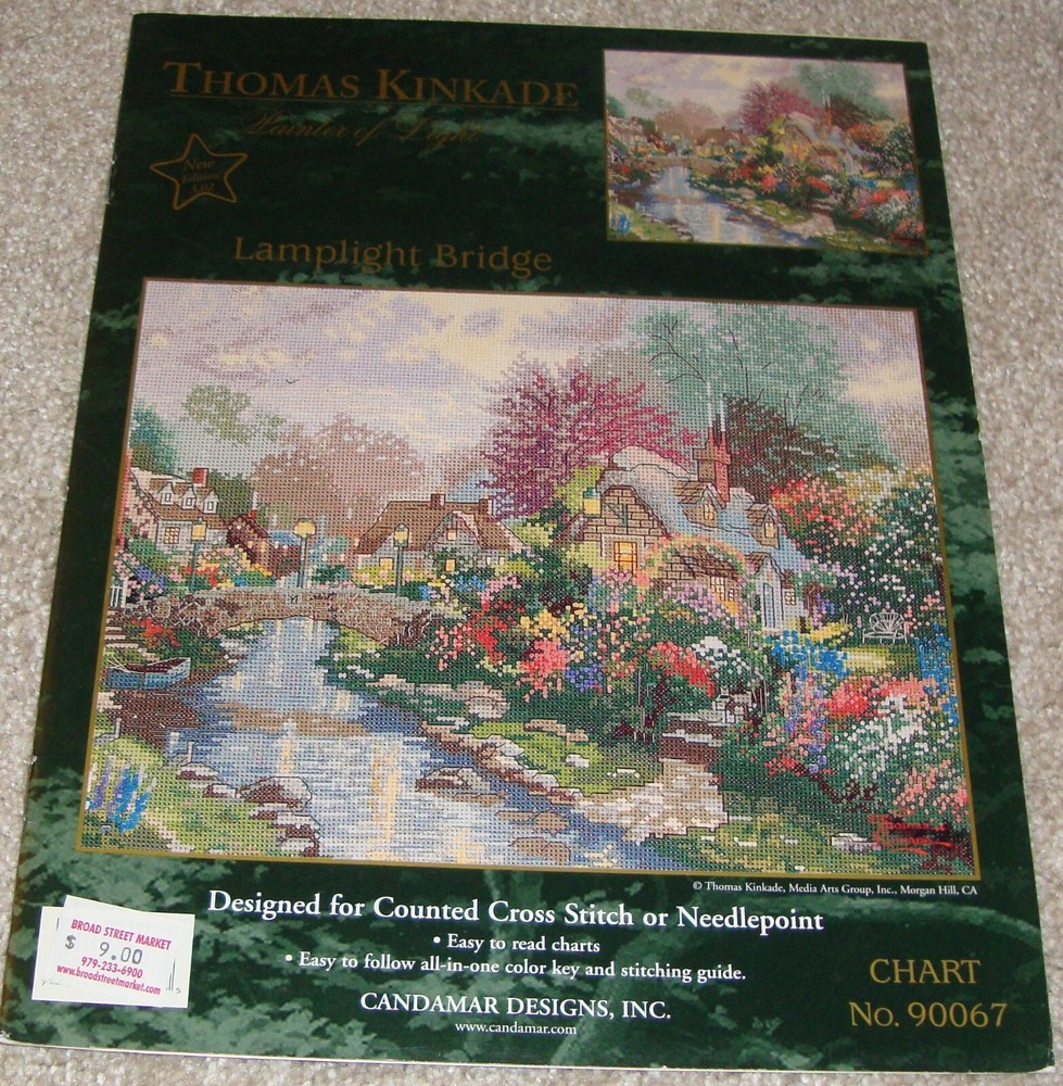 Thomas Kinkade 'Lamplight Bridge' Counted Cross Stitch Pattern - New