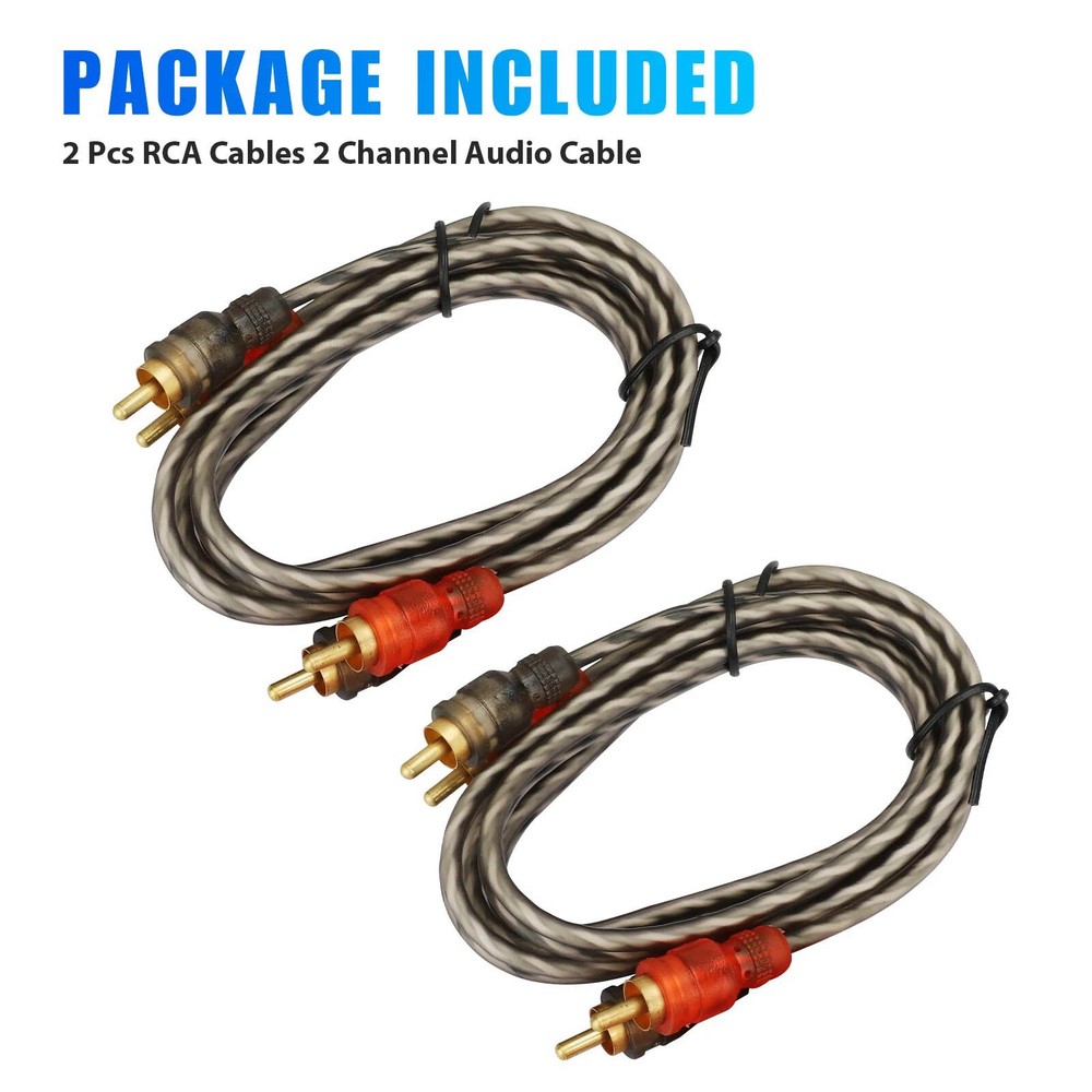 2PCS RCA Cables 2 Channel Twisted 4Ft Shielded Audio Interconnect Amp Wire