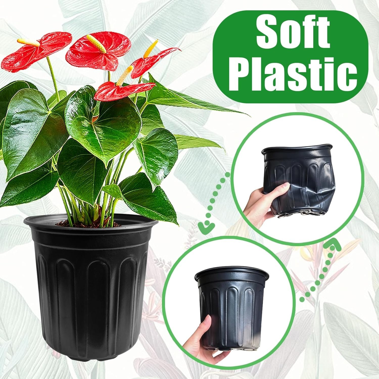 60 Pack 1 Gallon Flexible Plant Nursery Pots Black Plastic Plant Pots with Holes
