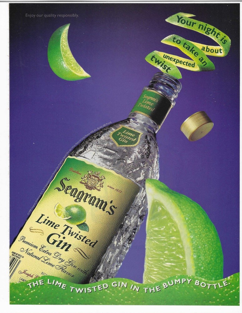 SEAGRAM'S  LIME TWISTED GIN ORIGINAL PRINT AD