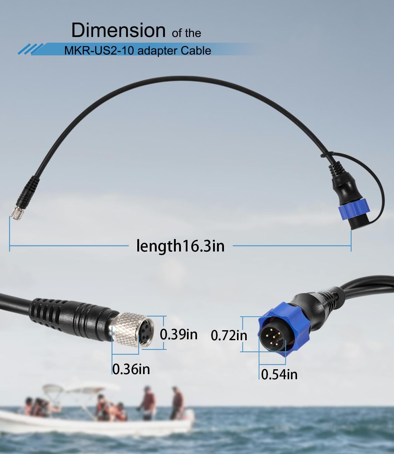 MKR-US2-10 US2 Lowrance Adapter Cable for Sonar or Fishfinder DualBeam Plus