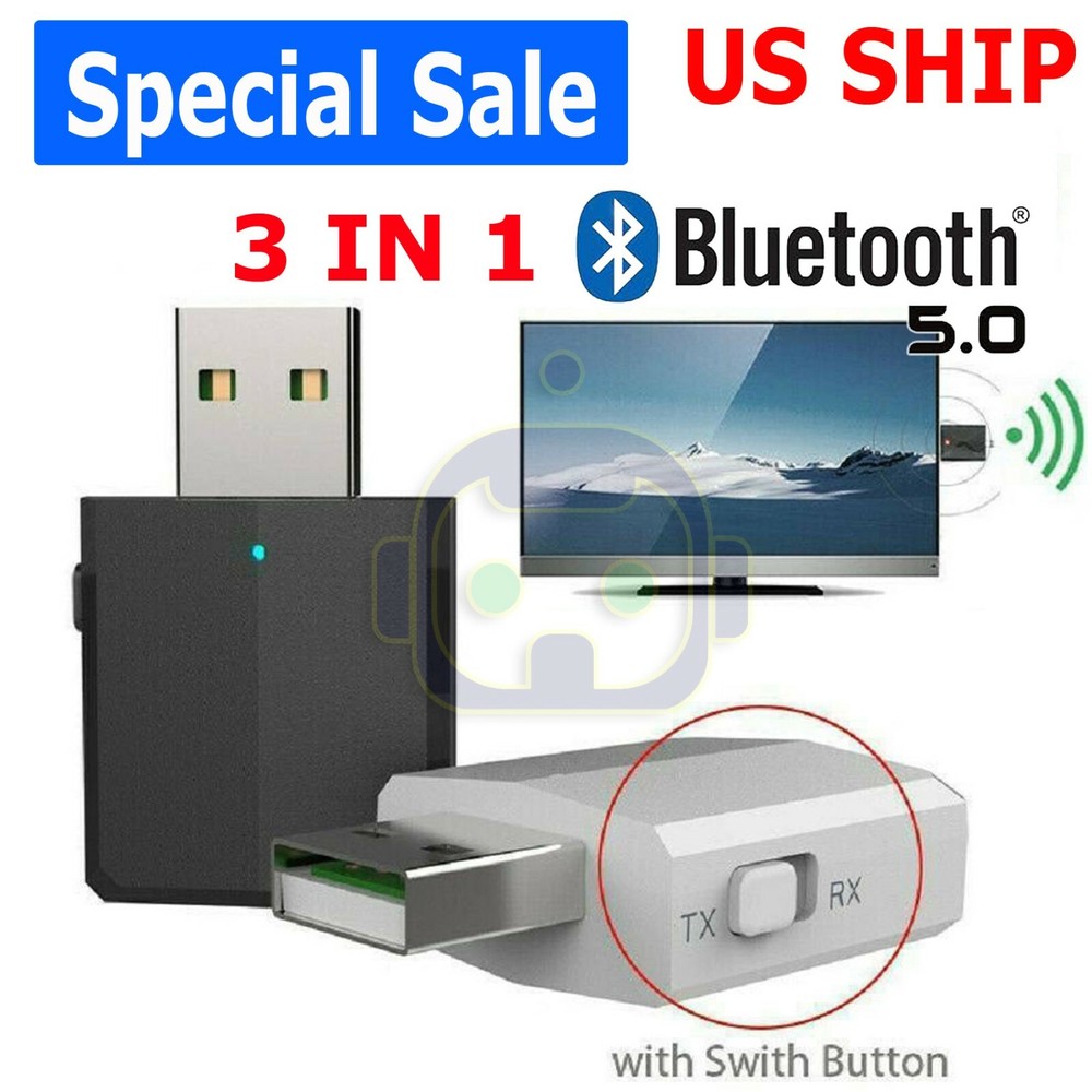 3 in 1 USB Bluetooth 5.0 Audio Transmitter/Receiver Adapter For TV/PC/Car Grace