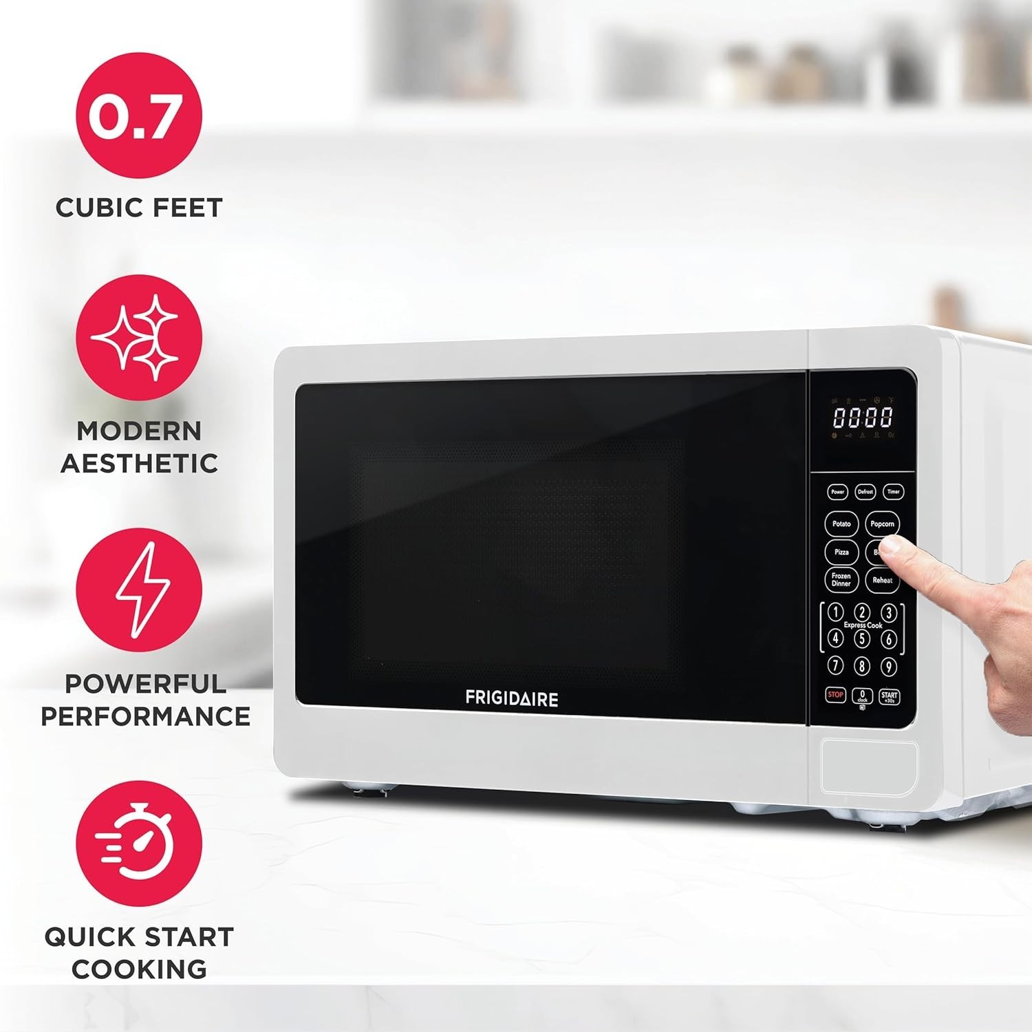 Frigidaire Countertop Microwave 0.7 Cu Ft 700W 10 Power Levels (White)