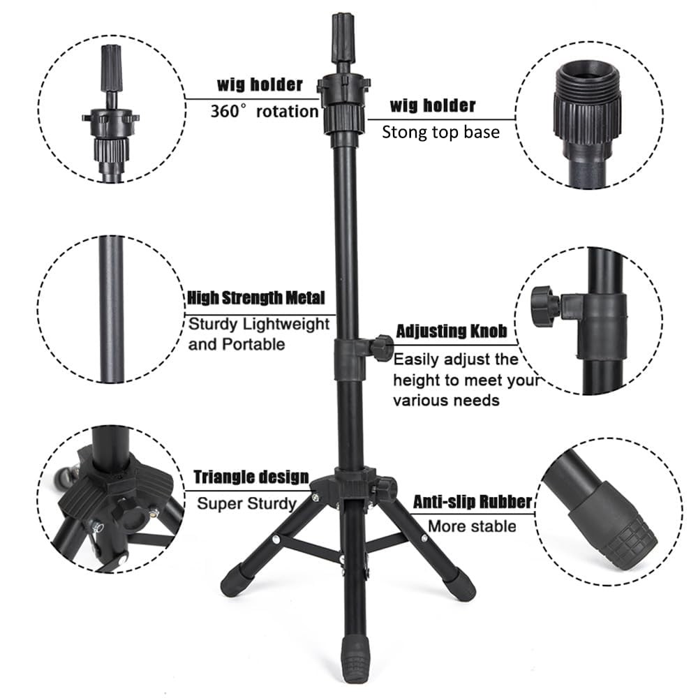 Wig Holder Stand Adjustable Tripod Manikin Mannequin Head Stand