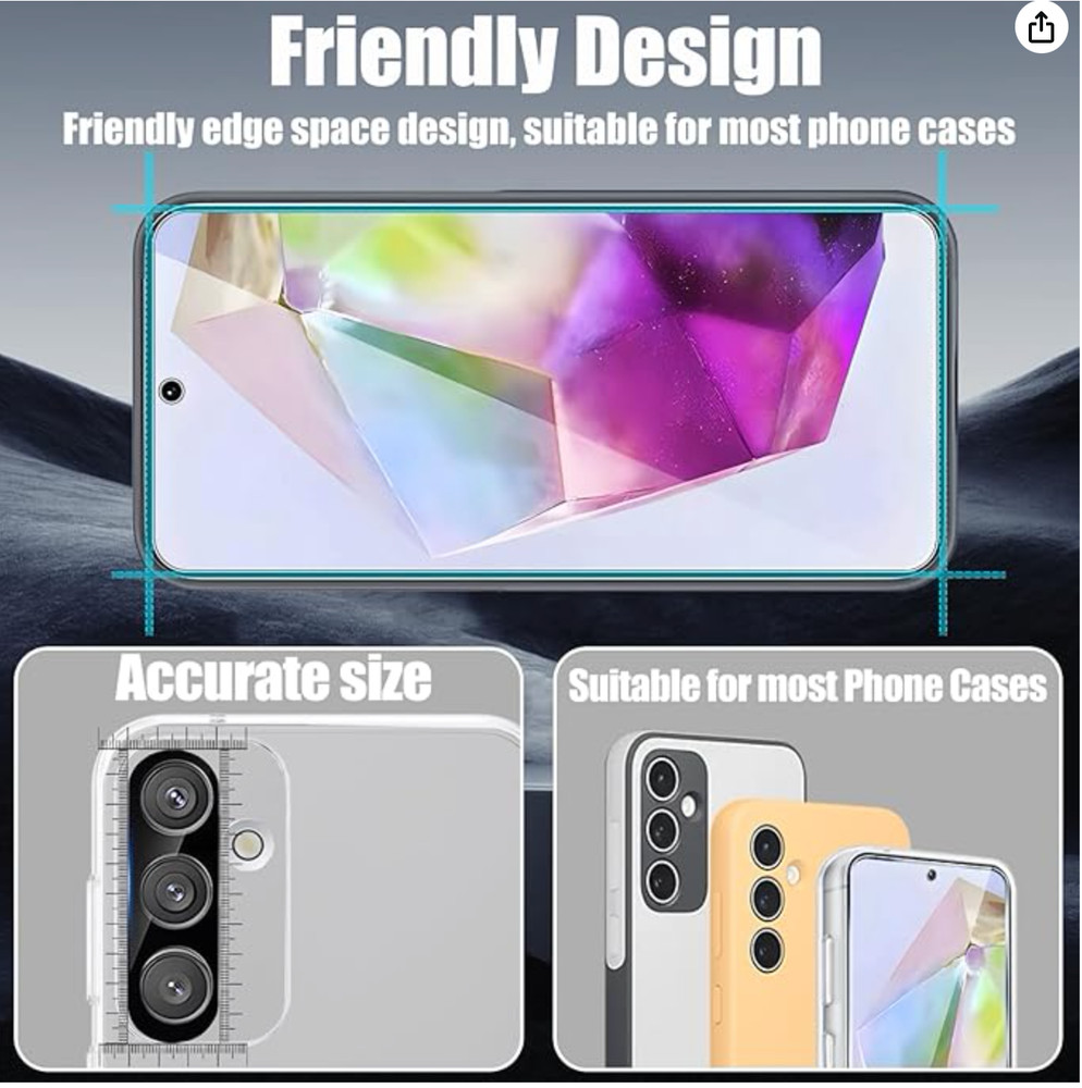 3 Pack Screen Protector for Samsung Galaxy A55 5G with 3 Pack Camera Lens Protec