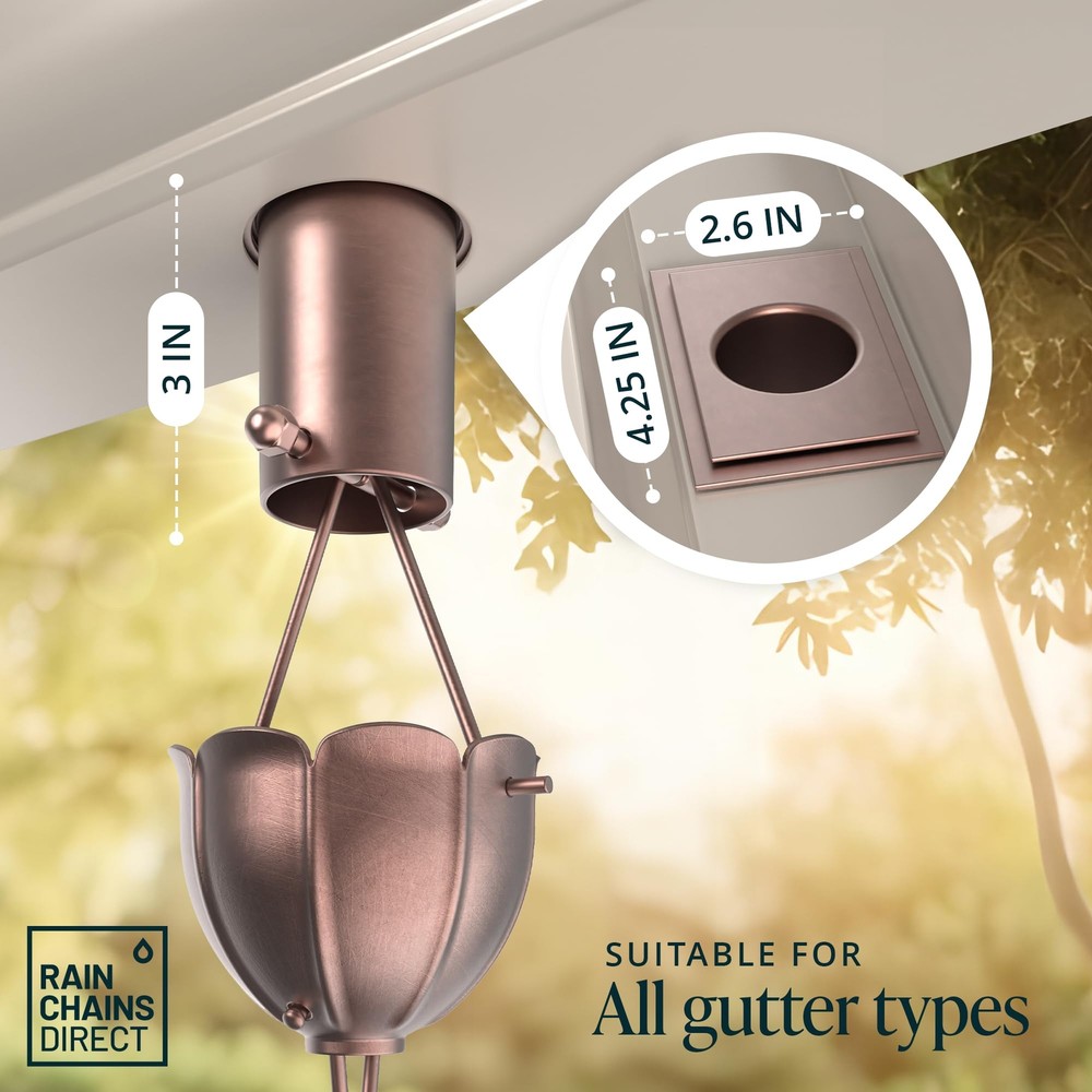 Rain Chain Gutter Adapter/installer In Pure Copper