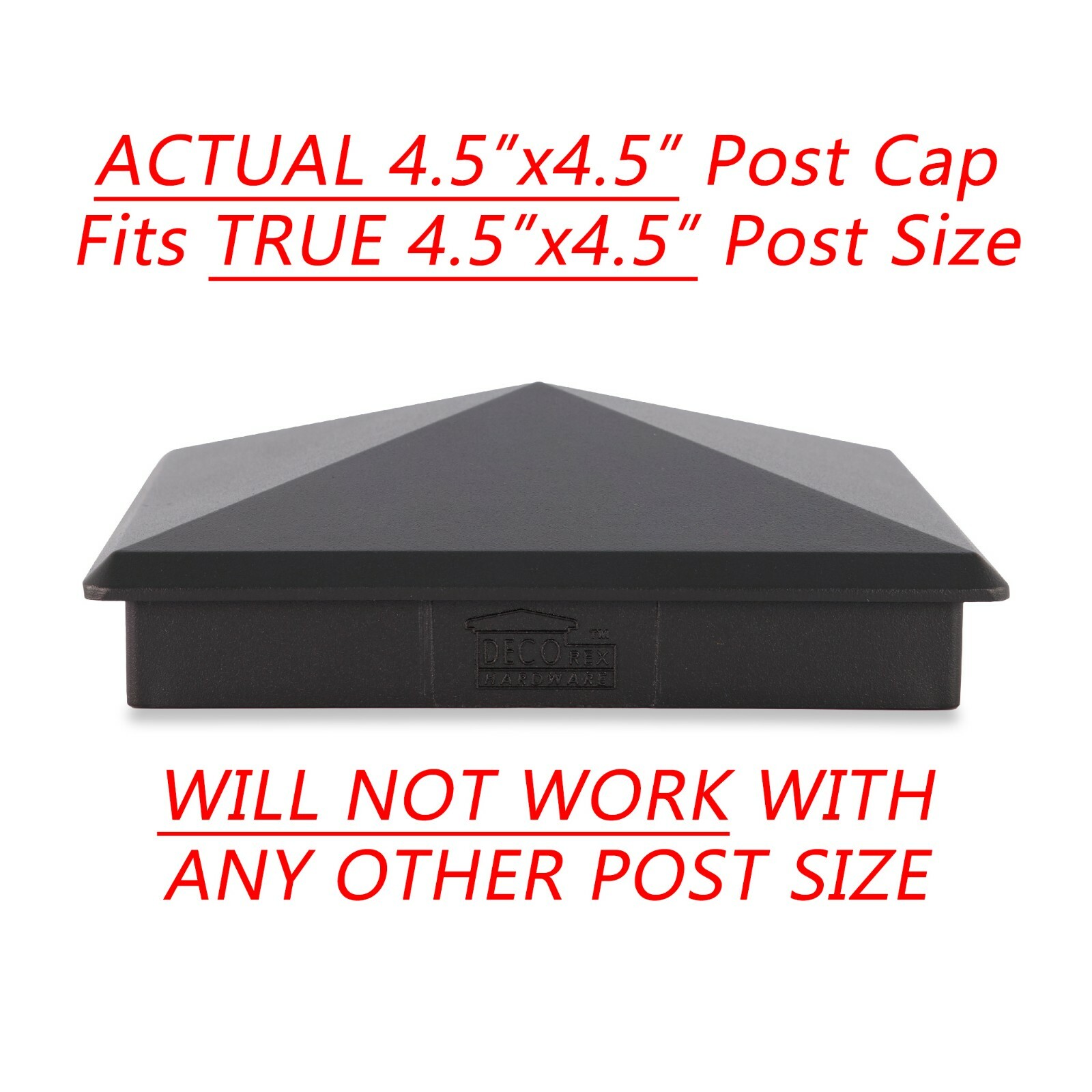 4.5" x 4.5" Heavy Duty Aluminium Pyramid Post Cap for Wood Posts - Black
