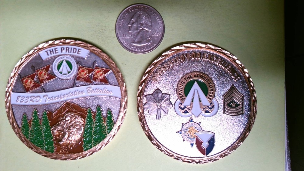 CHALLENGE COIN 833RD TRANSPORTATION BATTALION SURFACE DEPLOYMENT DISTRIBUTION CM