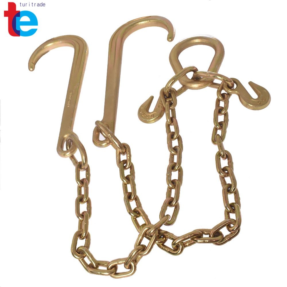 Tow Chain J-Hooks V-Chain Flatbed Truck Rollback Wrecker Carrier 5/16" × 2' G70
