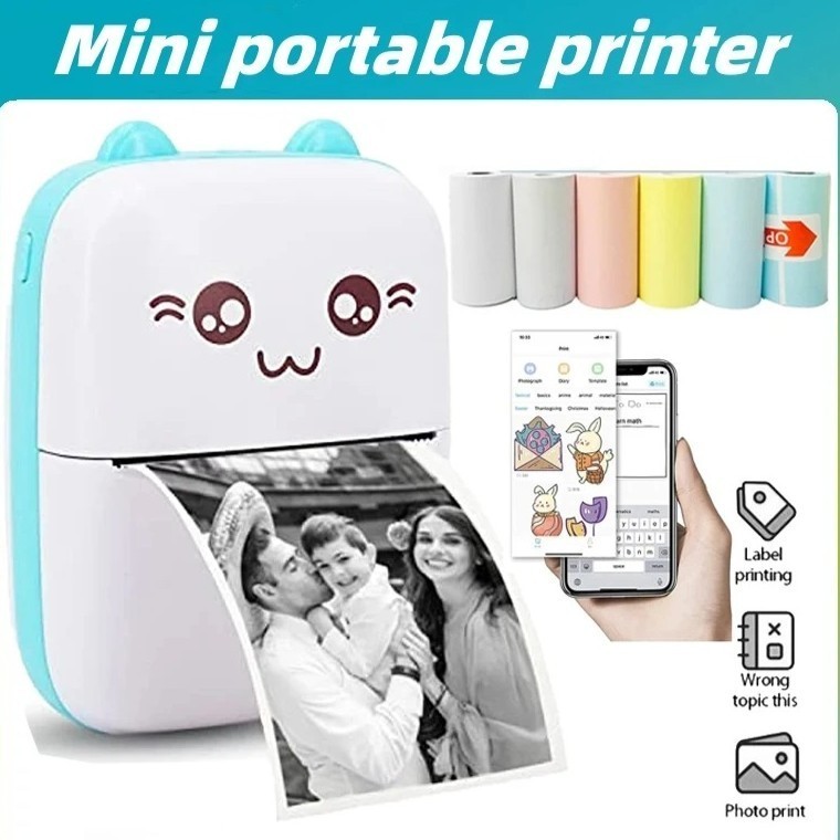 Portable Mini Thermal Printer - Bluetooth Wireless Photo & Label Printer