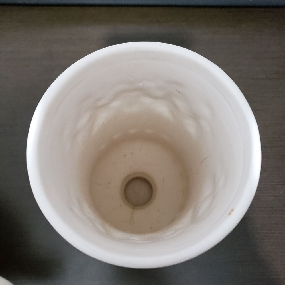 White/off White Footed Vase Embossed Grape E-3129