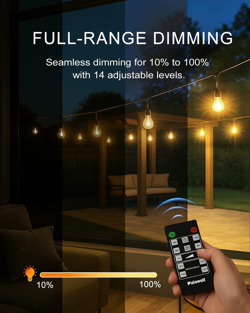 Outdoor Dimmer Plug for String Lights with Remote, 600W Plug-in Dimmer Switch...