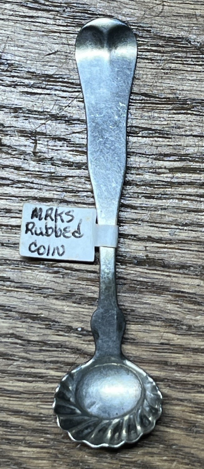 American Coin Silver Shell Bowl Salt Spoon No Monogram Upturned Fiddle