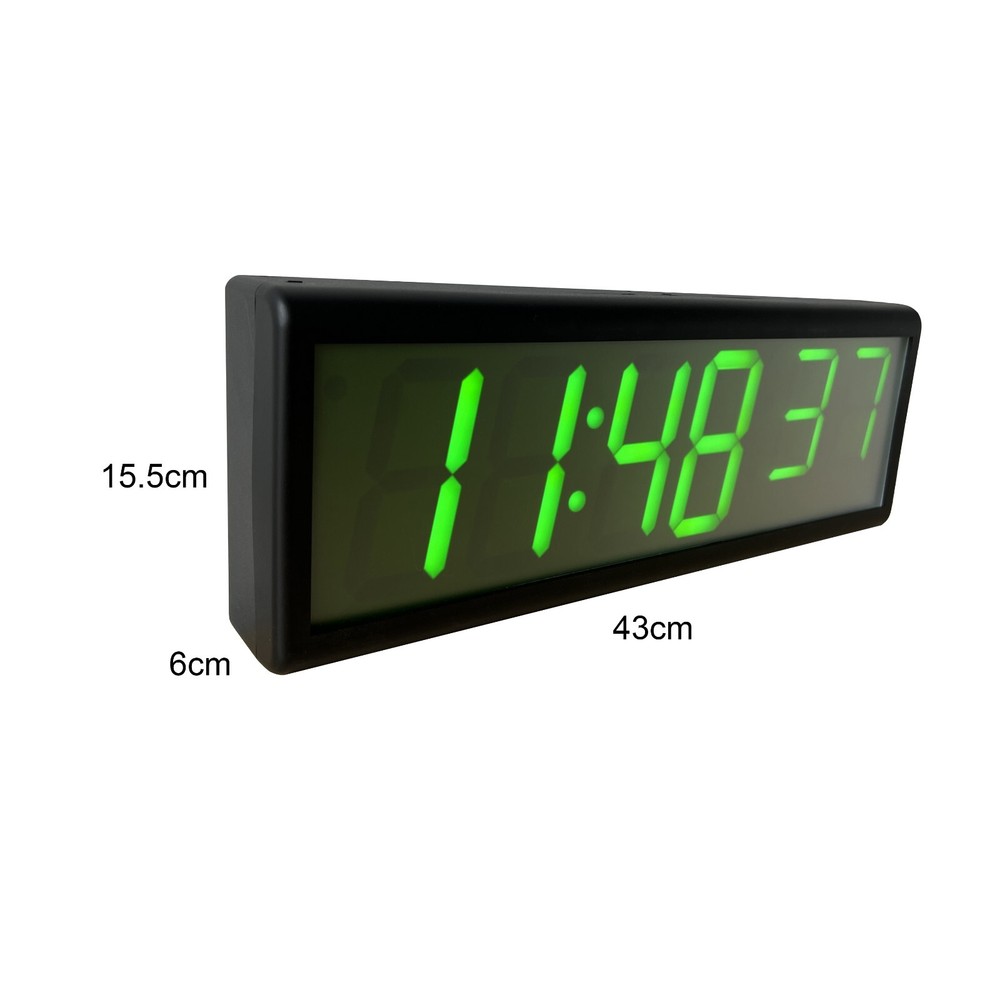 LED Digital WiFi Clock, Green LEDs, Network Synchronized, Plastic Casing