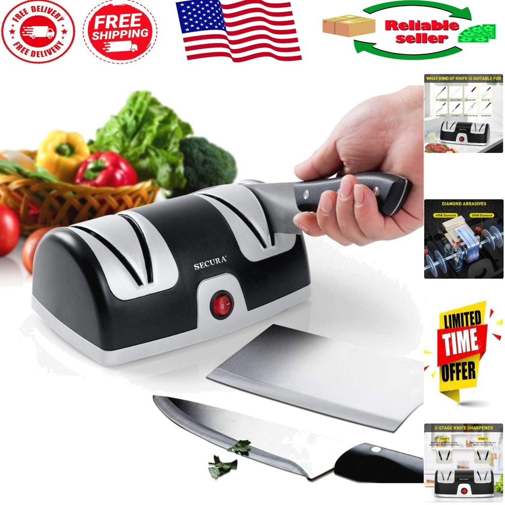 Razor-Sharp Electric Knife Sharpener with Diamond Abrasives &  Included