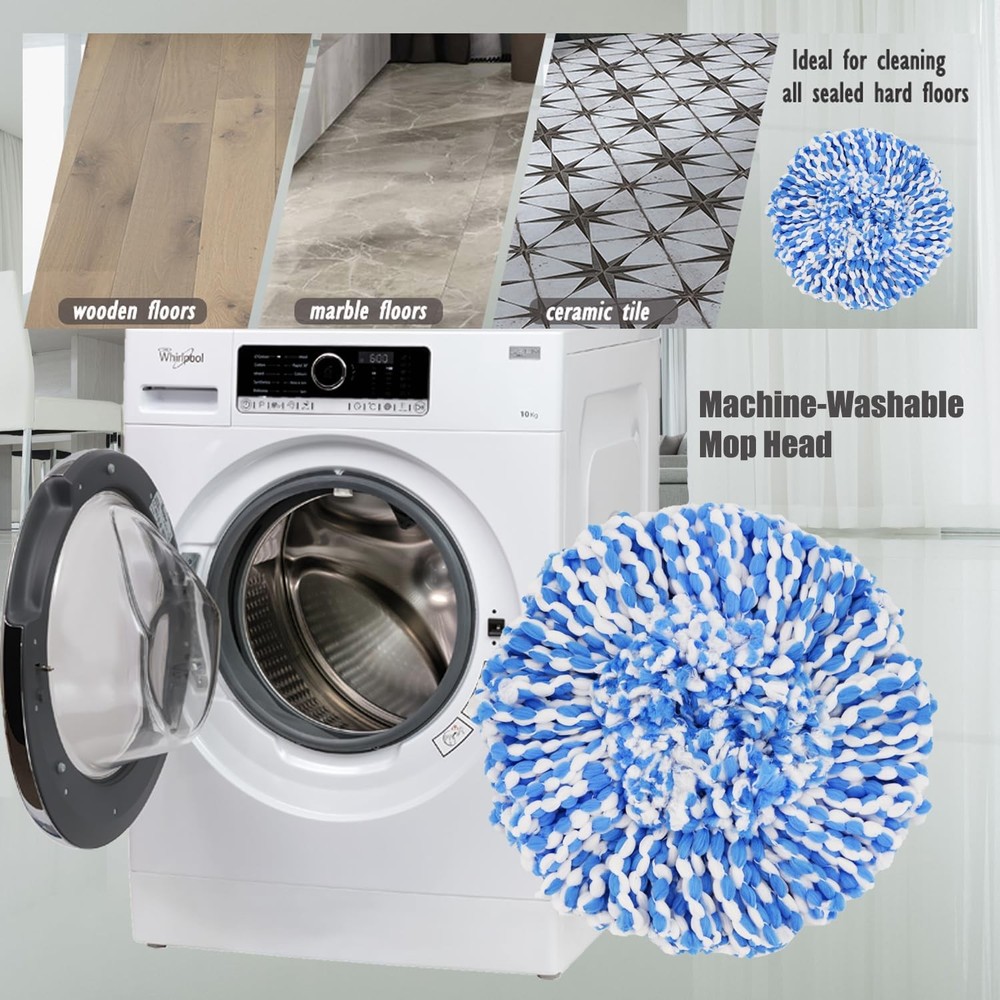 4 Pack Spin Mop Replacement Heads Microfiber Mop Refills Compatible with 2 Ta
