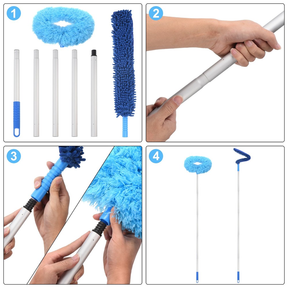 Ceiling Fan Cleaner Duster 12.9" to 59" Microfiber Clean Tool Extendable Gray