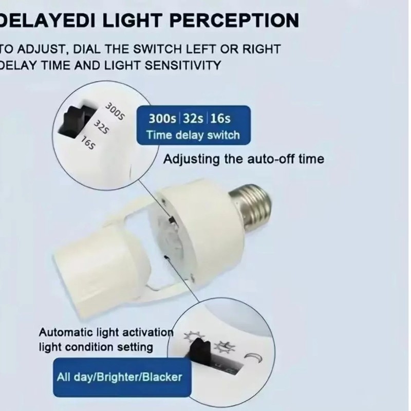 10-Pack E26/E27 Smart Motion Sensor Light Socket Adapter, Auto On/Off Screw-In