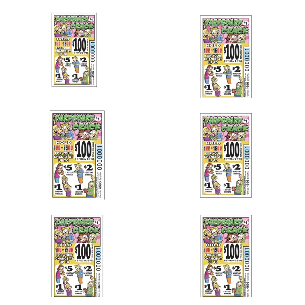 Pull Tab Tickets - Hard Card - Game - 6 Pack - Cardboard Crack - 176 ct ea