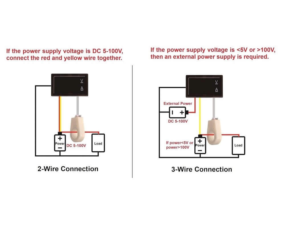 Dual Display Current Voltage Meter 5-100V 100A